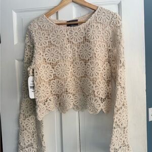 NWT Cream Crochet Lace Top